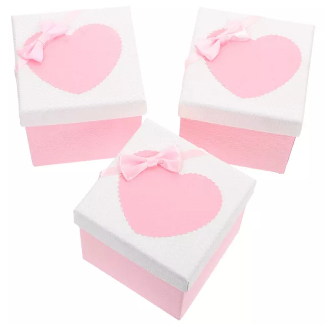 3 Pcs Gift Box with Lid Paper Bride Small Boxes for Gifts Squared