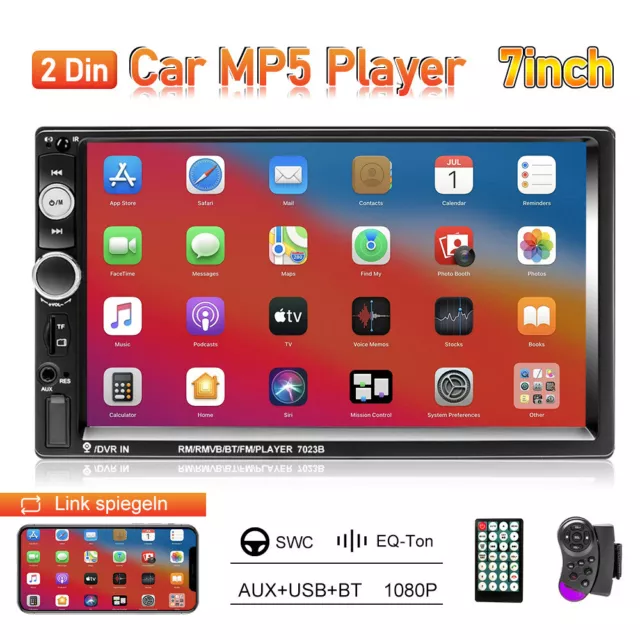 7023B 7" Doppel 2 DIN Autoradio Stereo Bluetooth Touch Screen MP5 Player