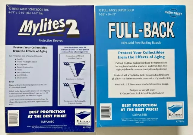 50 E. Gerber Super Gold Comic Mylites 2 825M2 & 35 PT Full-Backs 778FB Set of 50