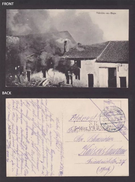 GERMANY 1916, Vintage postcard, Viéville-en-Haye France, Fieldpost