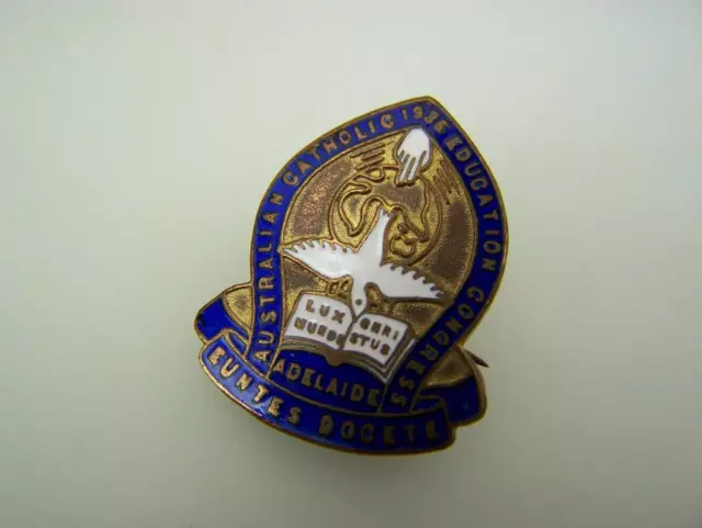 1936 Australian Catholic Education Congress Adelaide pin back badge         1846