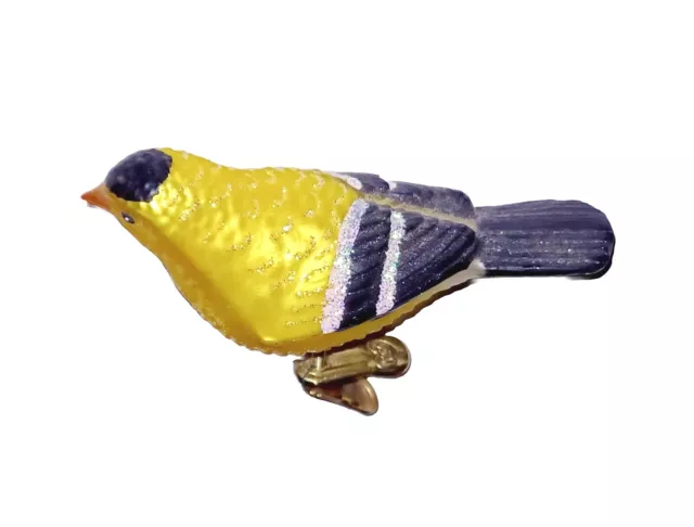 American GOLDFINCH Bird CLIP-ON  BLOWN GLASS Ornament OLD WORLD CHRISTMAS  OWC