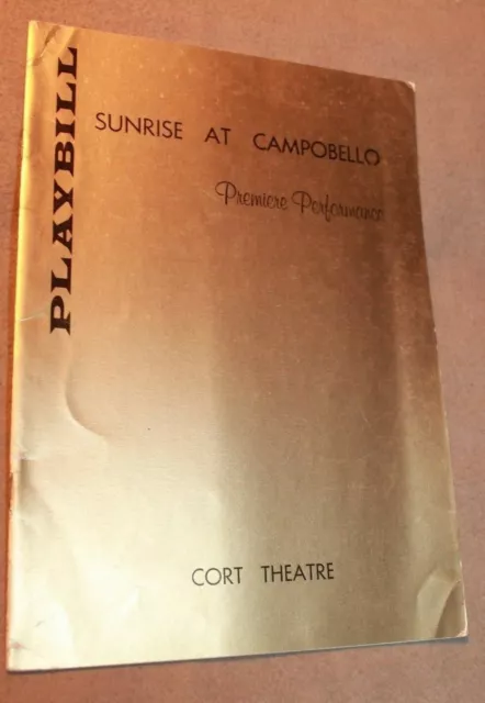 OPENING NIGHT PLAYBILL 1958 SUNRISE AT CAMPOBELLO Ralph Bellamy James Earl Jone
