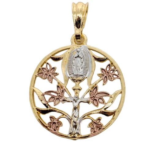 Gold Plated My Lady Virgin Mary Pendant Oro Laminado Virgen de Guadalupe Medalla