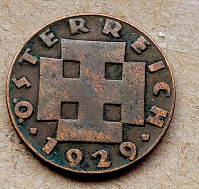 1929 Austria 2 Groschen Coin Km#2837
