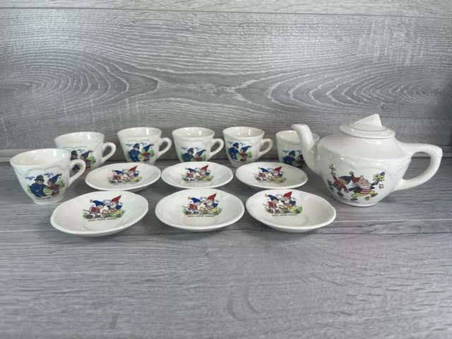 Vintage Noddy Toy Tea Set Ceramic 1950s 13-piece set Teapot/cups&saucers