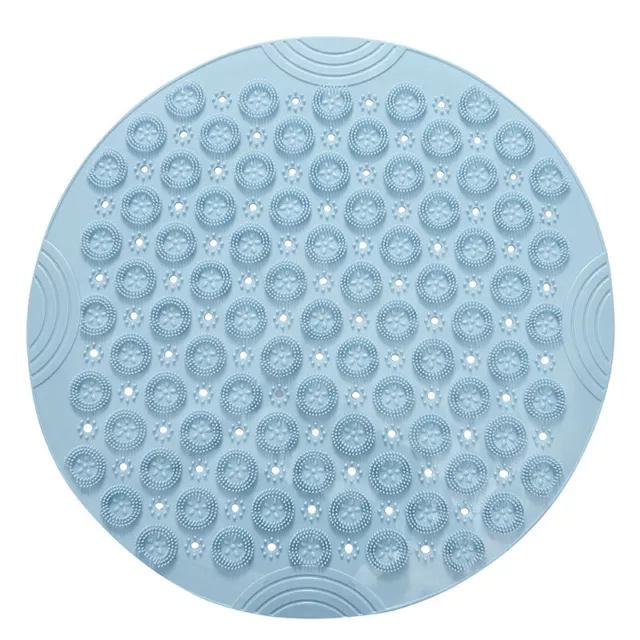 Textured Surface Round Shower Mat Anti-Slip Bath Mats With Drain Hole Massage Ro 2