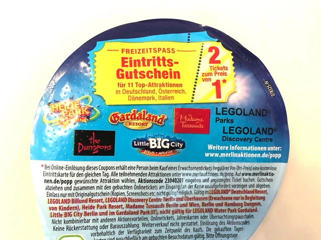 eintritts gutschein 2 für 1 / legoland / heidepark / gardaland / madame tussauds