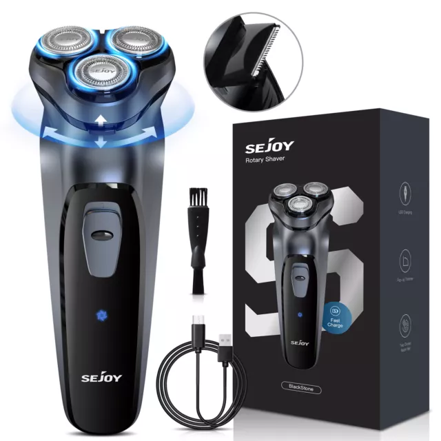 SEJOY 3 Rotary Head Electric Mens Shaver Razor With Pop Up Trimmer Beard Shaving