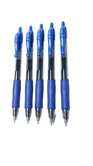 5 x Pilot G-2 Retractable Grip Roller Ball Gel Pens Fine 0.7 Tip - BLUE 🔵 2