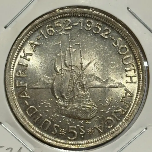 1952 South Africa 5 Shillings - George VI Cape Town Anniversary Silver Coin