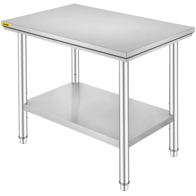 VEVOR 910x610mm Stainless Steel Kitchen Bench Commercial Work Food Prep Table