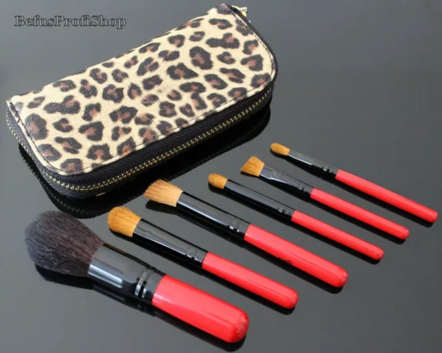 Make-up Mini Pinsel Set + Leopard Tasche 7tlg Pinselset Brush Schminkpinsel