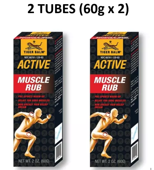 2 tubos de TIGER BALM Active Muscle Rub (alivio del dolor) 60 g x 2