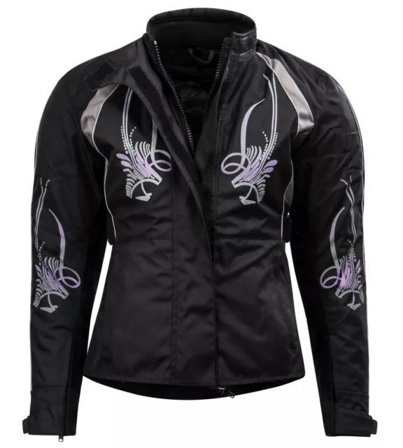 Bangla Damen Motorrad Jacke Motorradjacke Textil Schwarz lila mit Tribal S-XXXL