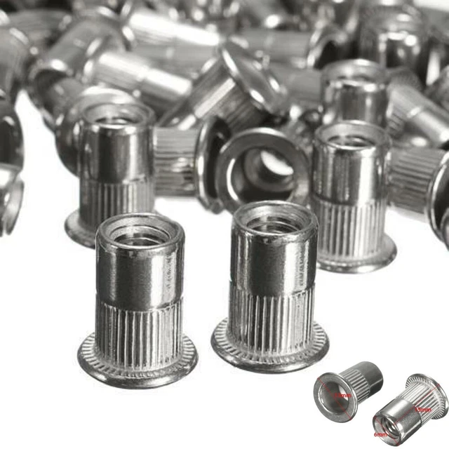 Confezione da 50 M6 filettati 304 dadi rivetto testa piatta in acciaio inox inserti dadi
