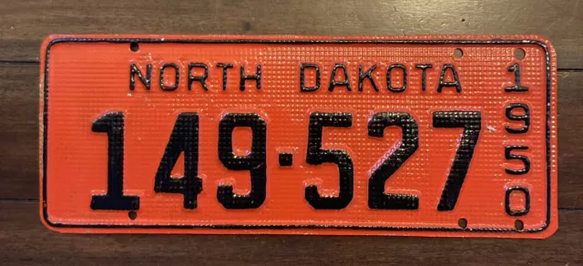 1950 North Dakota License Plate  Original Tag Waffle Metal Plates