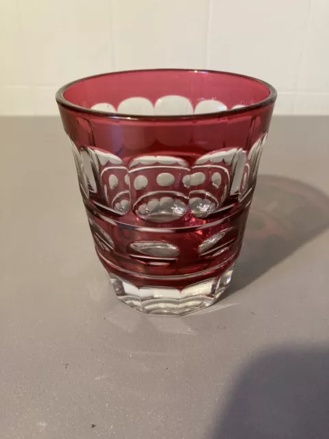 EAPG Ruby Red Flashed Cut to Clear Glass 8 oz Tumbler