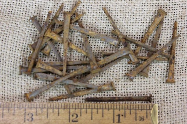 1 1/2” OLD Square NAILS 25 REAL 1850’s vintage rustic patina 7/32" Large head