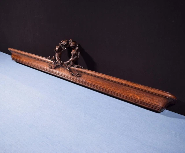 *52" French Antique Crest/Pediment/Crown in Solid Oak Wood Highly Carved