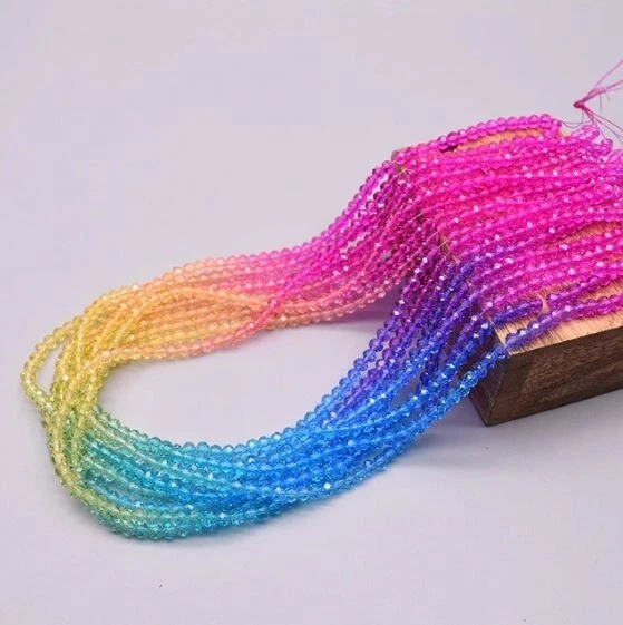 Crystal Glass Beads Flat Faceted Loose Spacer Glass Beads