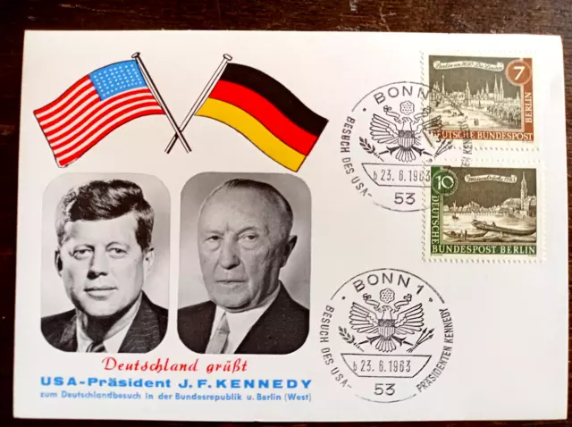 Sonder-Postkarte J. F. Kennedy 23 .Juni -26. Juni 1963 Deutschland-Besuch Berlin