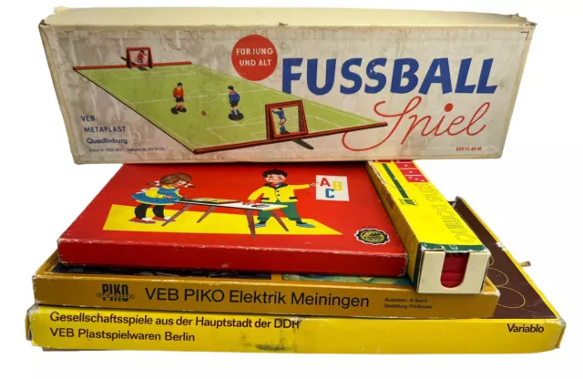 DDR Spielzeug Brettspiele Stempel Puzzle Fußballspiel Domino Ostalgie Konvolut