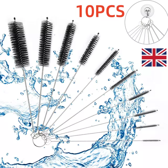 10Pcs/Set Cleaner Bottle Tube Pipe Small Long Cleaning Brushes Nylon Straw Brush