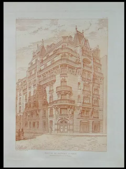 Paris, 90 Boulevard Raspail - 1906 - Architecture Board - Cipher, Art Nouveau