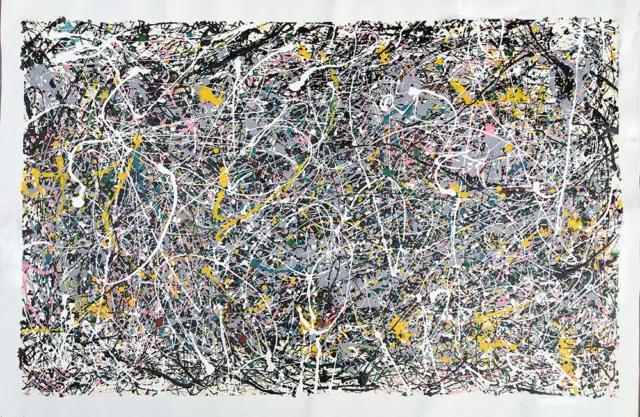 Pollock Style Huge Canvas Hand Painted Oil Paintings - 60X38 Number One 1950