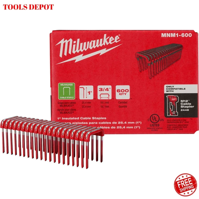 1in. Insulated Cable Staples - 1 Box of 600 Staples, Model# MNM1-600