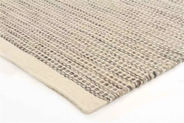 MALMO BEIGE CREAM HANDKNOTTED NATURAL WOOL SIMPLE MODERN FLOOR RUG 155x225cm NEW 3