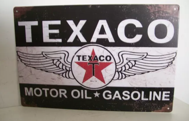 Vintage Design Texaco Star Wings Tin Metal Motor Oil Gasoline Tin Sign Garage