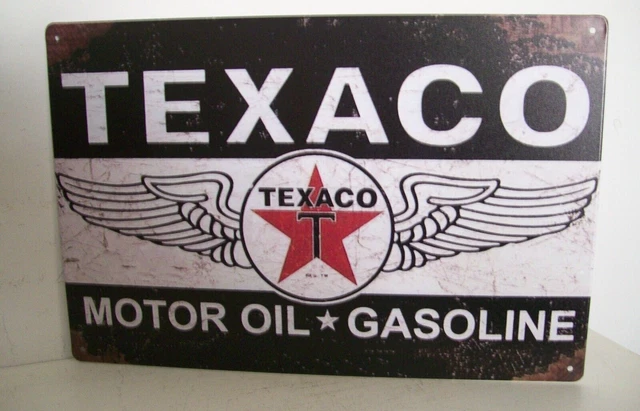 Vintage Design Texaco Star Wings Tin Metal Motor Oil Gasoline Tin Sign Garage