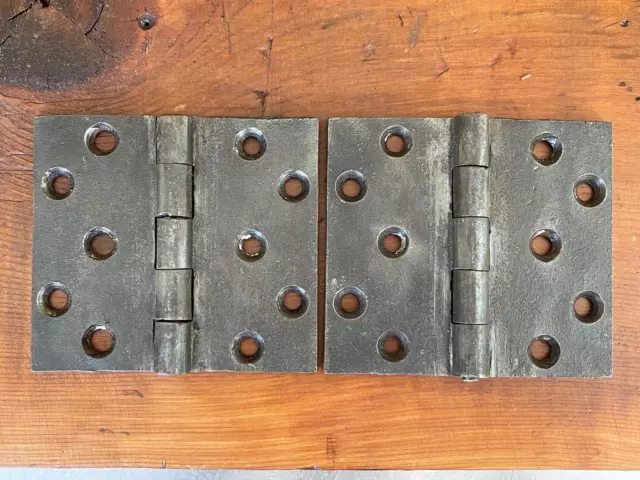 Pair of 2 Matching  Vintage Antique Heavy Duty  DOOR HINGES Cast iron #1129