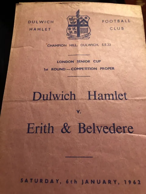 Dulwich Hamlet v Erith and Belvedere 61/62 London Senior Cup 1.