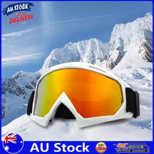 AU Cycling Goggles Anti-Fog Ski Mask Goggle for Winter Outdoor Sport (White Yell