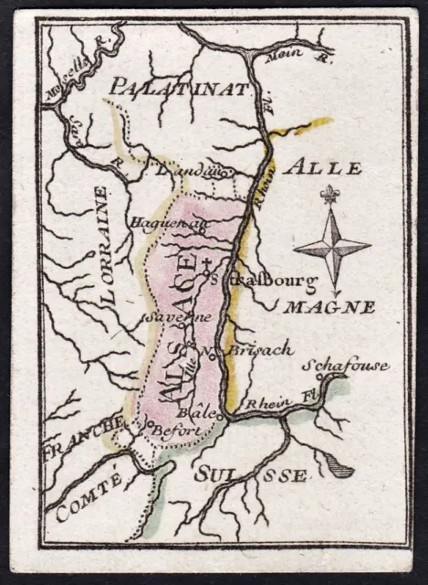 Alsace Elsass France Frankreich playing card Spielkarte Karte map Poilly 1750