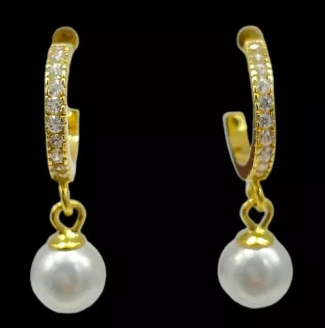 Orecchini femminili cerchietti argento925 dorati perle pendenti zirconi naturali