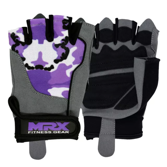 Women Weight Lifting Gloves Gym Training Workout Exercise & Fitness Camo Purple