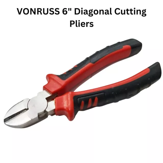 Alicates de corte diagonal de alta resistencia VONRUSS 6" cortadores laterales cortadores de cable cortes de cable