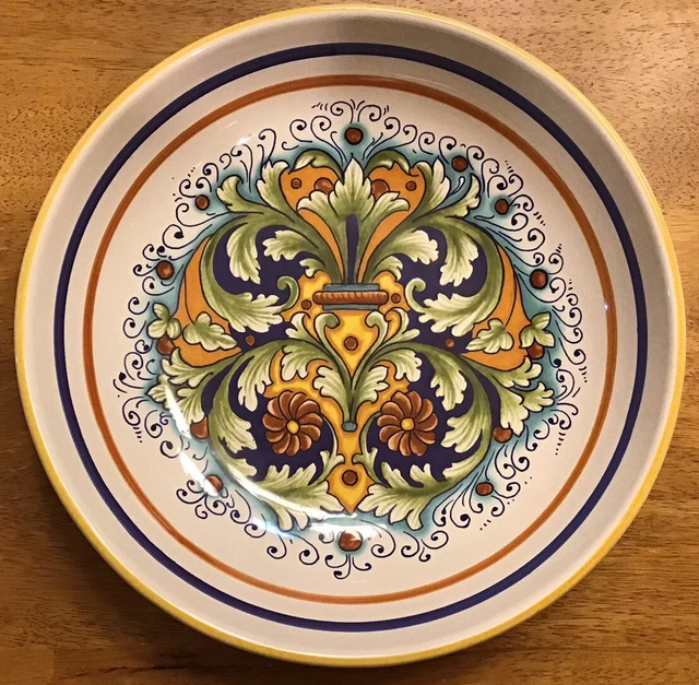 VINTAGE CERAMICA NOVA Deruta Rimmed Pasta Bowl Italy 11” Scroll Fleur