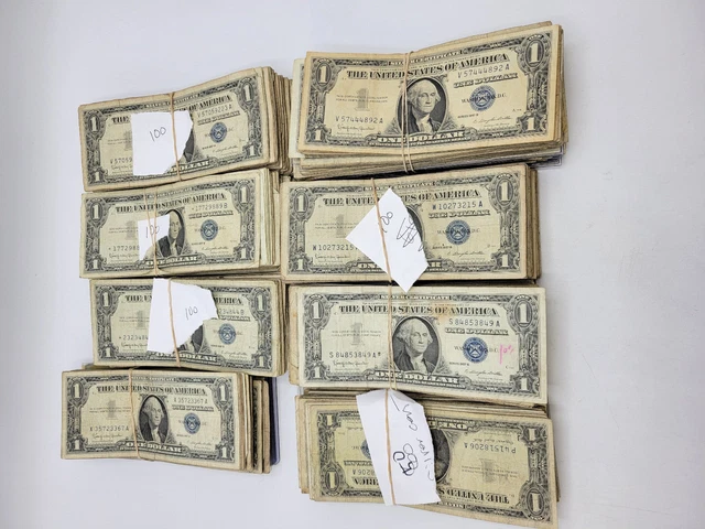 🌟(750) 1935-1957 Well Circulated One Dollar Silver Certificate Bills Note Lot