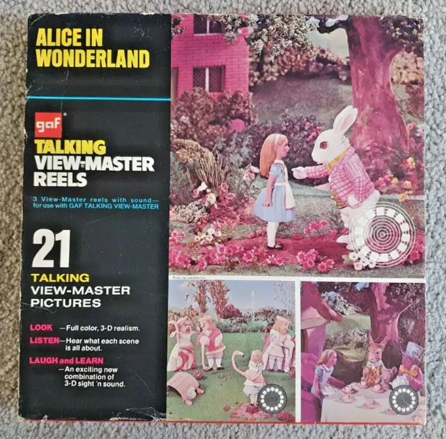 Alice In Wonderland Talking Viewmaster Rollen Set Avb360 Vintage 1970Er Selten P625