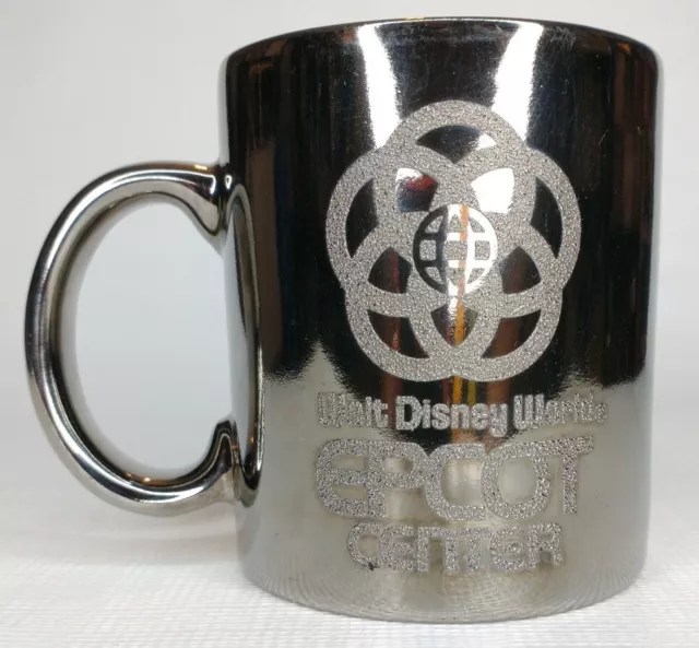 Walt Disney World Epcot Center Black Chrome Mirrored Coffee Mug