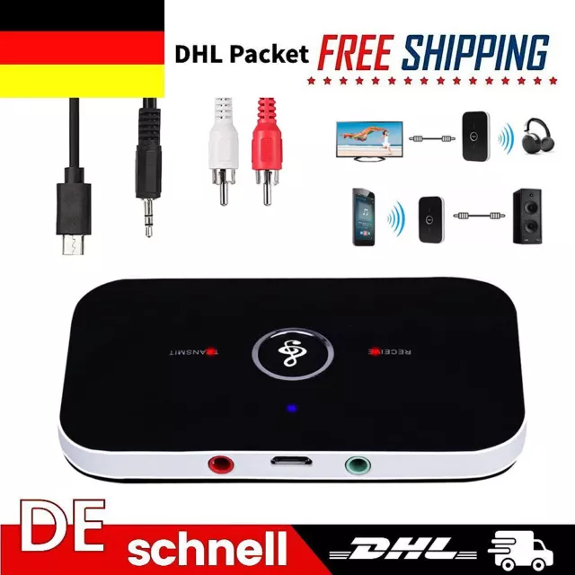 Bluetooth Transmitter Empfänger Sender Audio Adapter Wireless Aux TV Kopfhörer