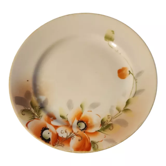 Vintage Hand Painted Nippon Bread Butter Plate Poppies
