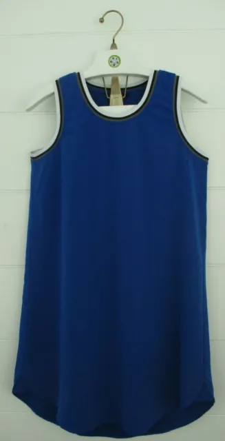 ABS by Allen Schwartz Women Sleeveless Tank Dress M Cobalt A Line 3 Tone Ribbing