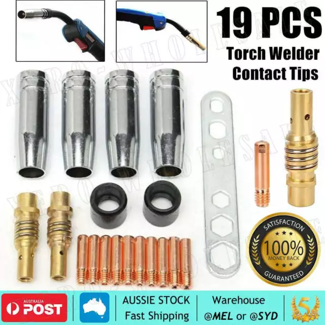 19pcs/set MB-15AK MIG/MAG M6 Welding Torch Welder Contact Tips Holder Gas Nozzle