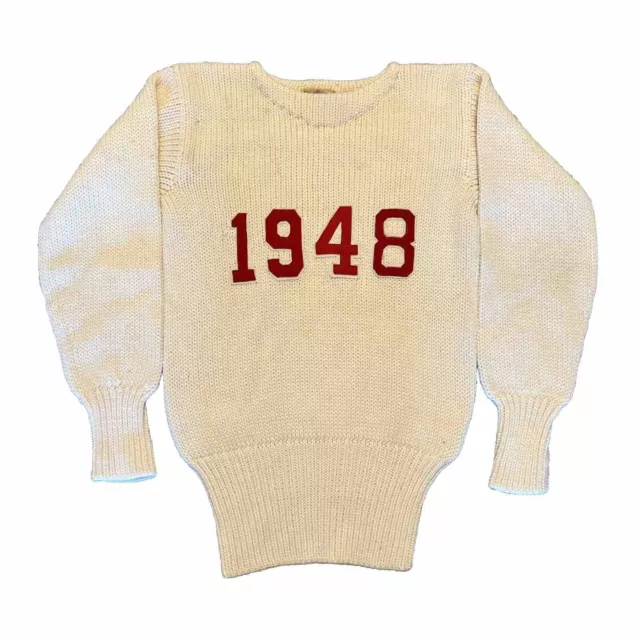 VINTAGE 40S WOOL Letterman Sweater Mens M Letter College 1948 Goodman ...